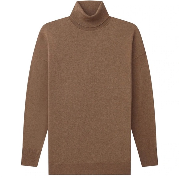 NAADAM Brown Silk Cashmere Turtleneck Tunic Sweater Size XS NWOT - Picture 3 of 16